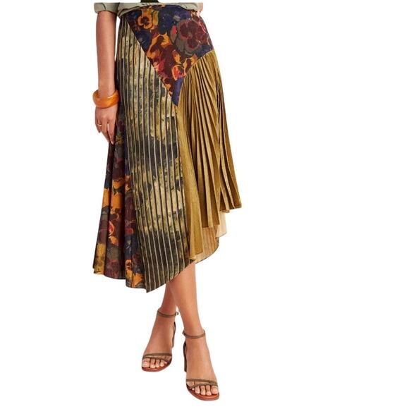 Geisha Designs Paulette Pleated Velvet Floral Midi Skirt NWT - Picture 5 of 5